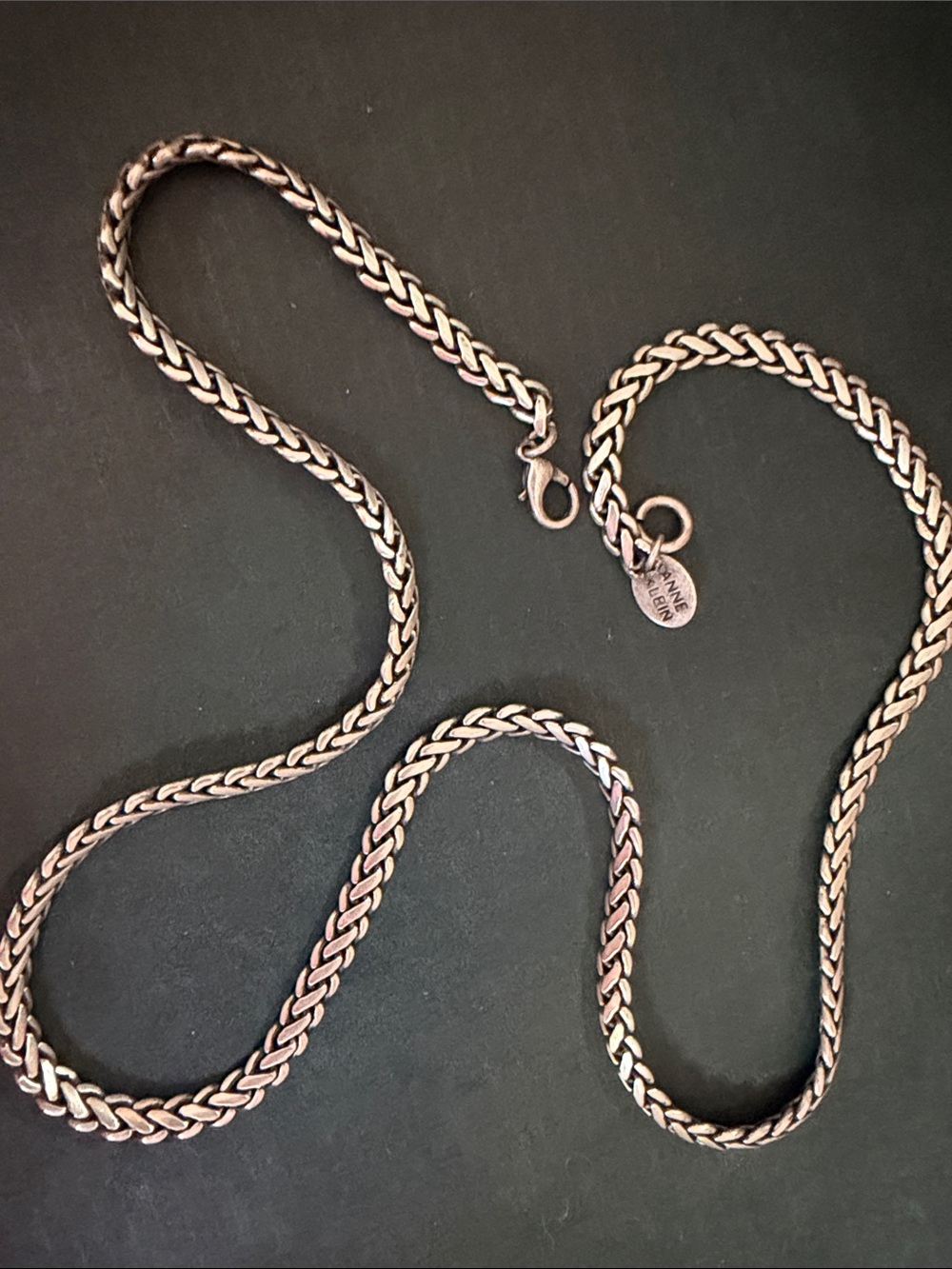 Anne Klein Silver woven wheat chain Necklace with classic lobster clasp